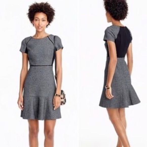 J Crew Checkered Flutter Dress wool blend F5923 - Picture 1 of 13